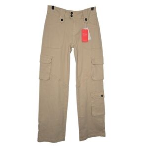 Flamingo Womens Khaki Tan Tie Back Straight Leg Cargo Streetwear Jeans Medium